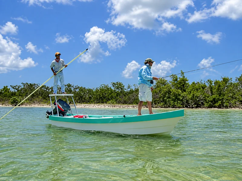 Flats Boat on the Isla Blanca flats Bonefishing